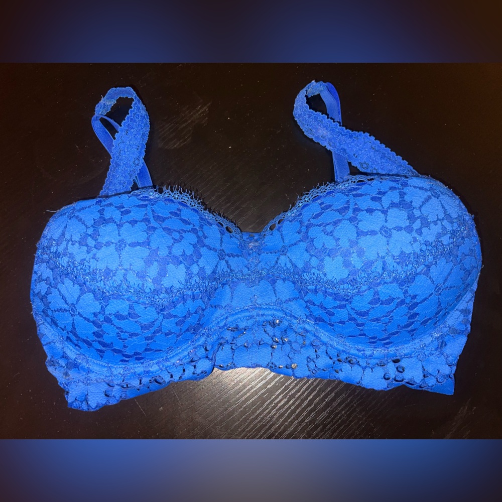PINK Victoria's Secret Push Up Blue Lace Bra